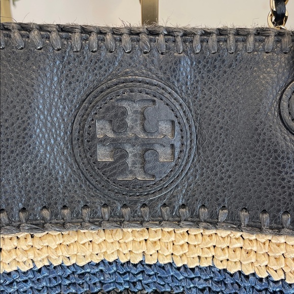 Tory Burch Black, Cream and Navy Woven Tote - Picture 3 of 8